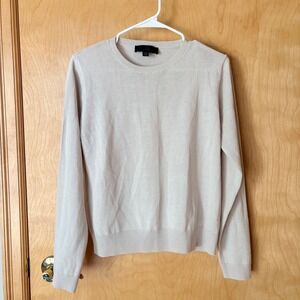 Zara Crewneck Sweater Womens Medium Beige Wool Blend Long Sleeve Knit Top